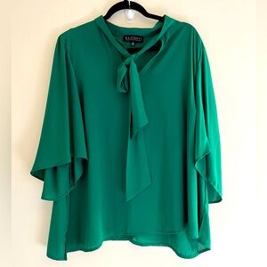 Eloquii Green Blouse with Tie